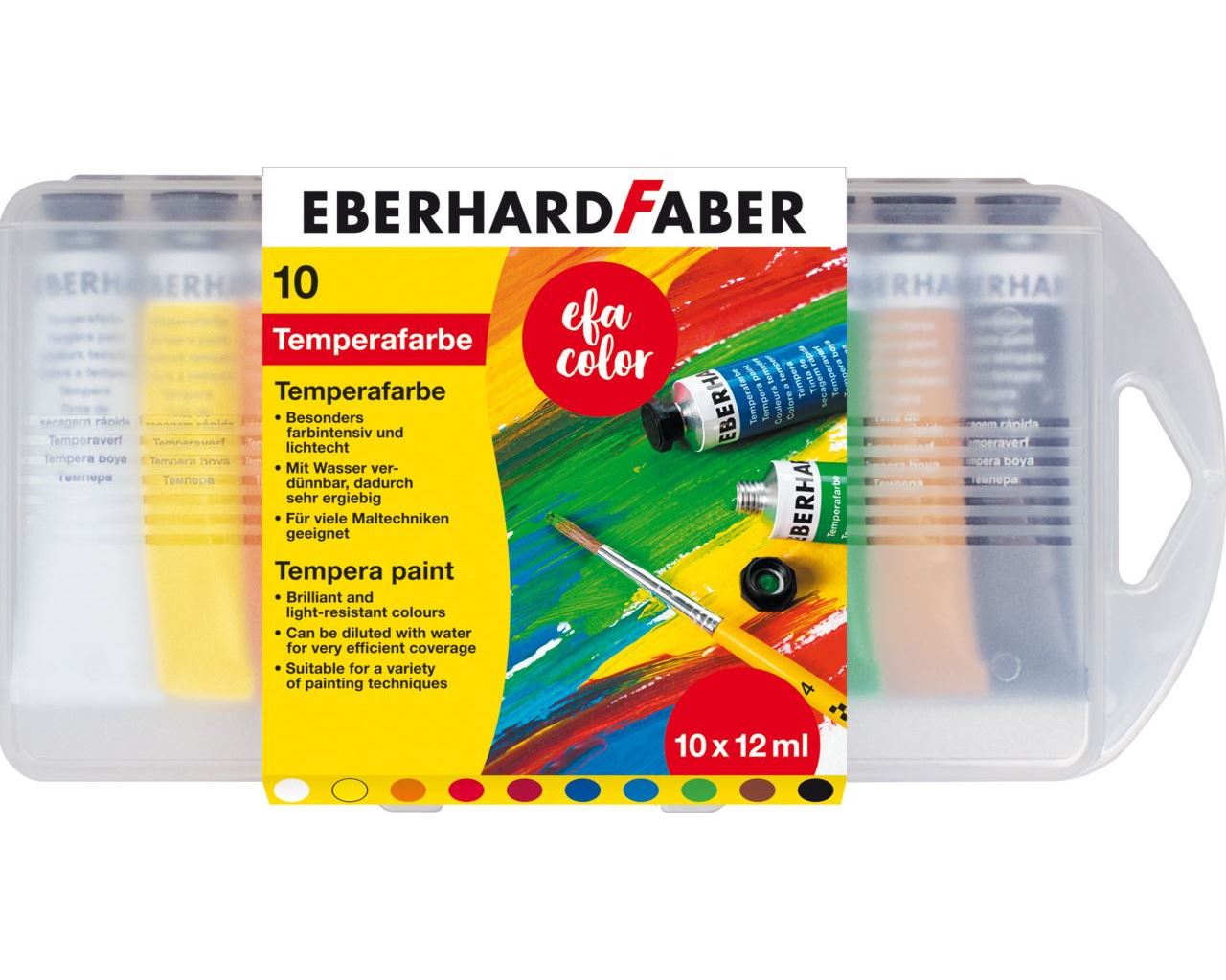 Tempera krāsas EberhardFaber 12ml, 10krāsas